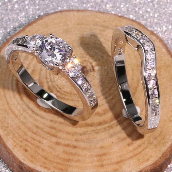 NEW PRINCESS CUT 925 STERLING DIAMOND RING - Picture 2 of 5